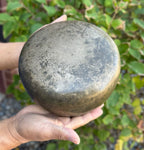 Rare Antique Mani Singing Bowl from the Himalayas 6.5" – Handcrafted Meditation Bowl with F Note 694 Hz, Cushion & Strikers - DharmaObjects