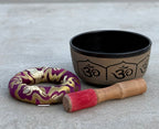 Large Tibetan Singing Bowl Set | Hand Painted Meditation Bowl with Mallet & Ring Cushion for Sound Healing - DharmaObjects