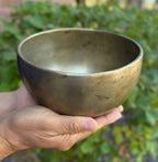 Antique Thadobati Himalayan Singing Bowl 7" – Heart Chakra Meditation Bowl with F Note 691 Hz, Felt Cushion & Suede Striker - DharmaObjects