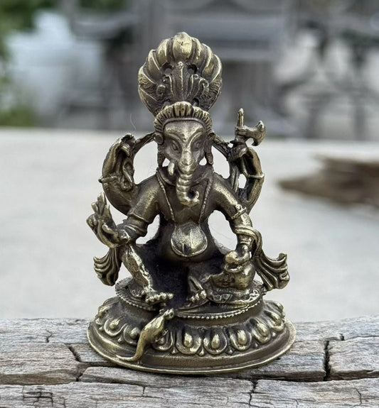 Small Brass Ganesha statue For Wisdom And Wealth From Nepal