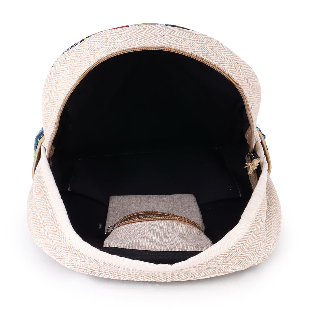 KayJayStyles Natural Handmade Large Multi Pocket Hemp Nepal Backpack (BKPK5) - DharmaObjects