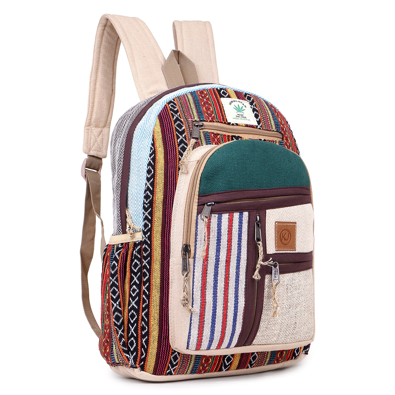 KayJayStyles Green Patch Handmade Hemp Backpack from Nepal – Mini, Daypack & Large Sizes - DharmaObjects