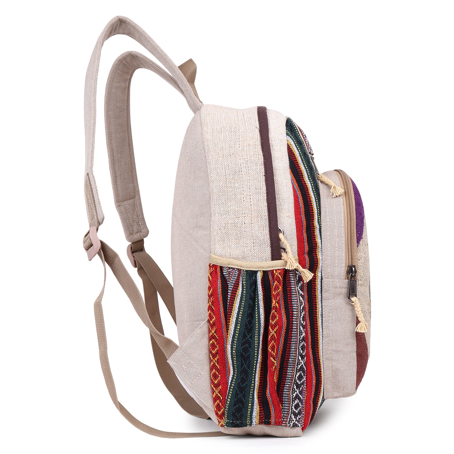 KayJayStyles Natural Handmade Large Multi Pocket Hemp Nepal Backpack (Tree Of Life) - DharmaObjects