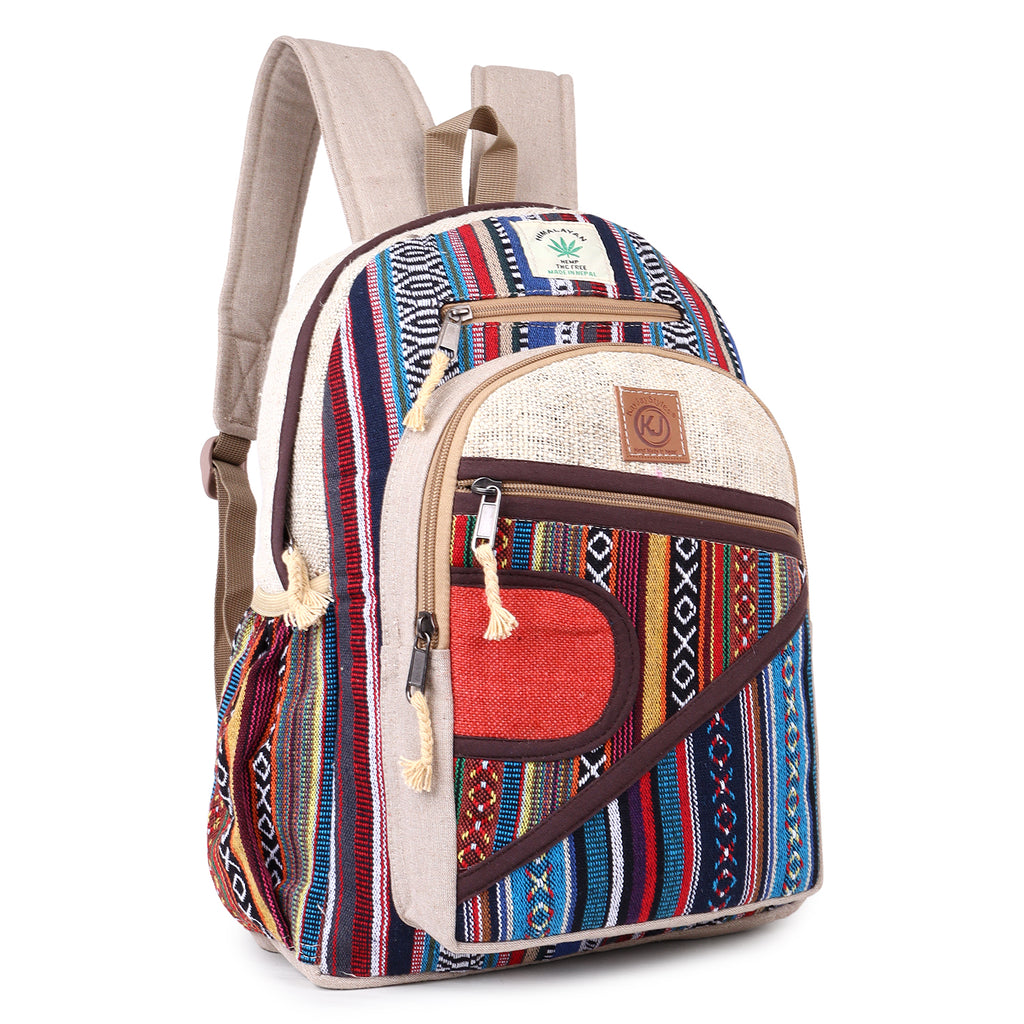 KayJayStyles Orange Patch Handmade Hemp Backpack from Nepal – Mini, Daypack & Large Sizes - DharmaObjects