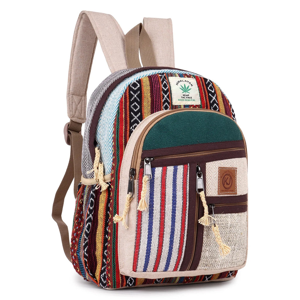 KayJayStyles Green Patch Handmade Hemp Backpack from Nepal – Mini, Daypack & Large Sizes - DharmaObjects
