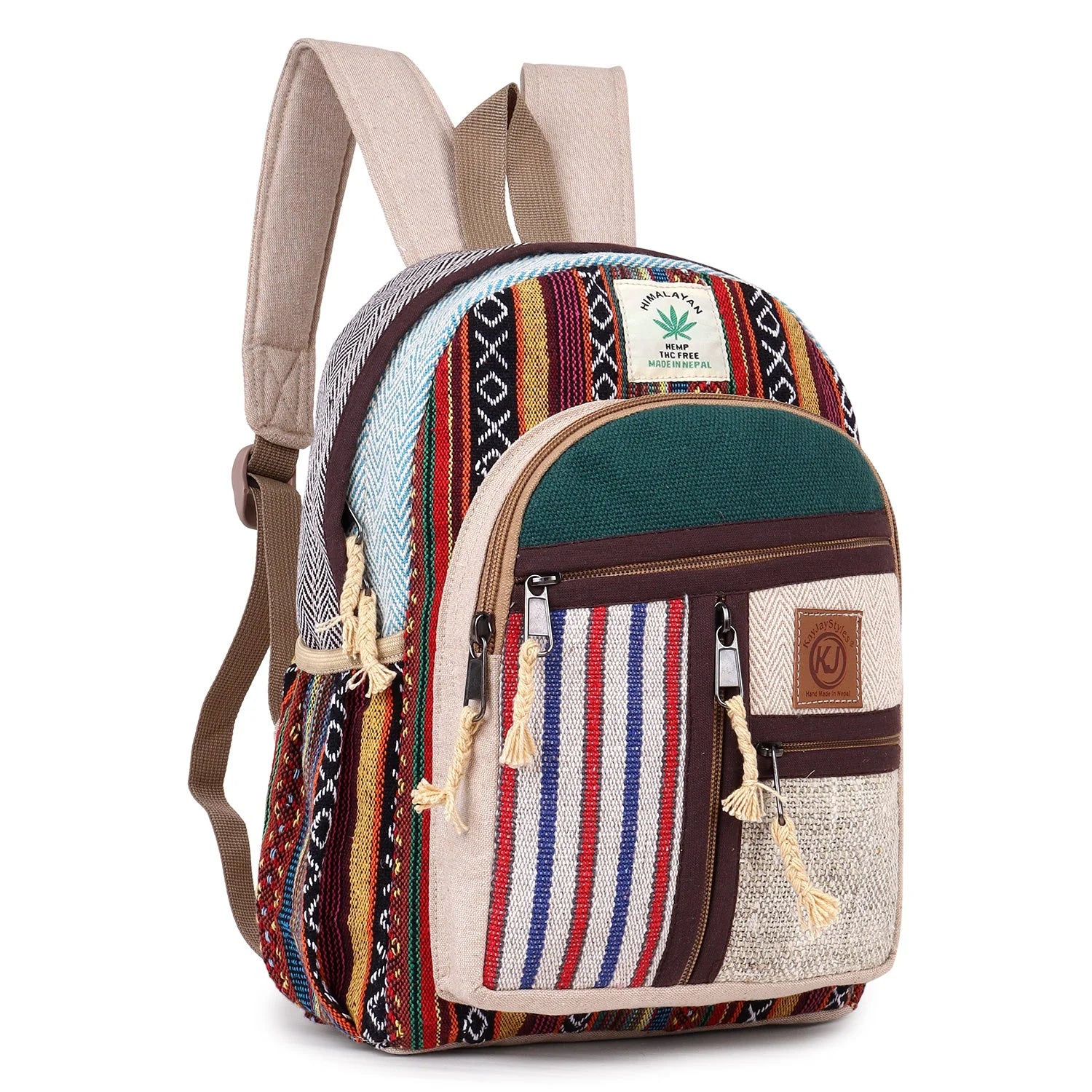 KayJayStyles Green Patch Handmade Hemp Backpack from Nepal – Mini, Daypack & Large Sizes - DharmaObjects