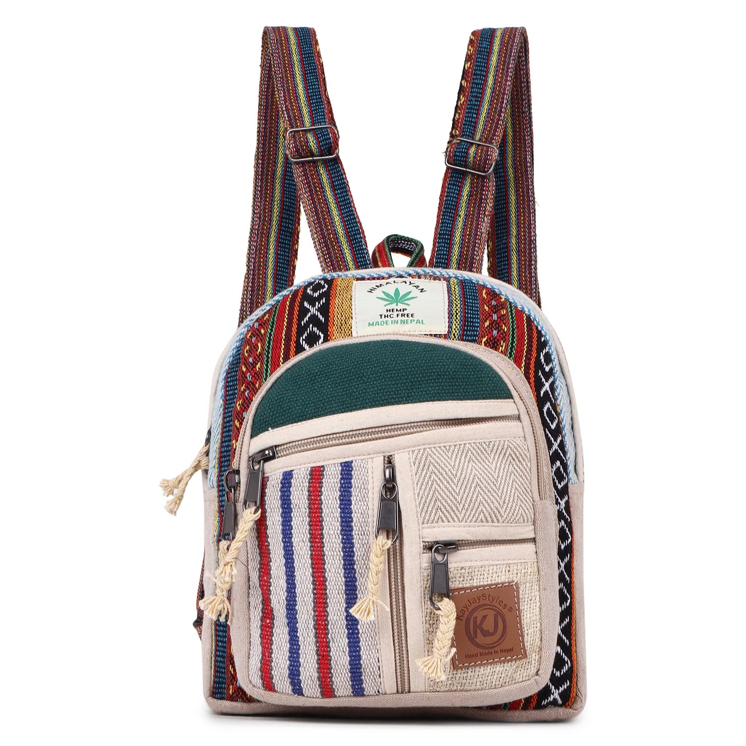 KayJayStyles Green Patch Handmade Hemp Backpack from Nepal – Mini, Daypack & Large Sizes - DharmaObjects