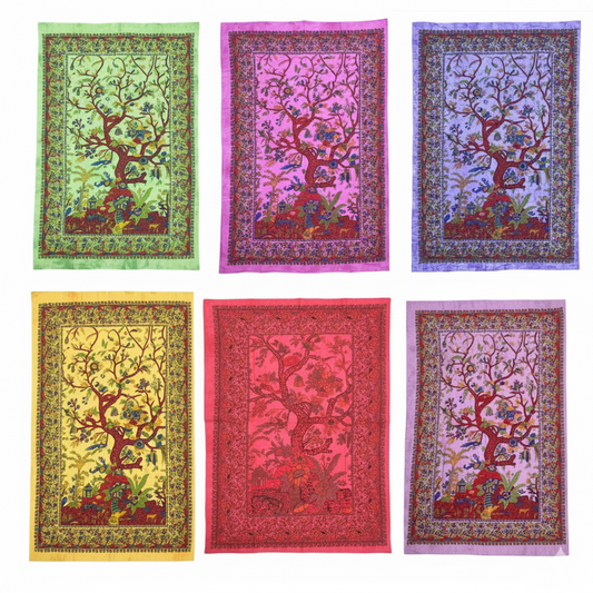 Tree of Life Tapestry Wall Hanging – Boho Beach Throw, Spiritual Nature Wall Decor, Large 80” x 53” Mandala Home Accent - DharmaObjects
