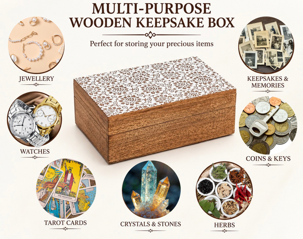 Hand-Carved Lotus Wooden Keepsake Box Jewelry Storage Box