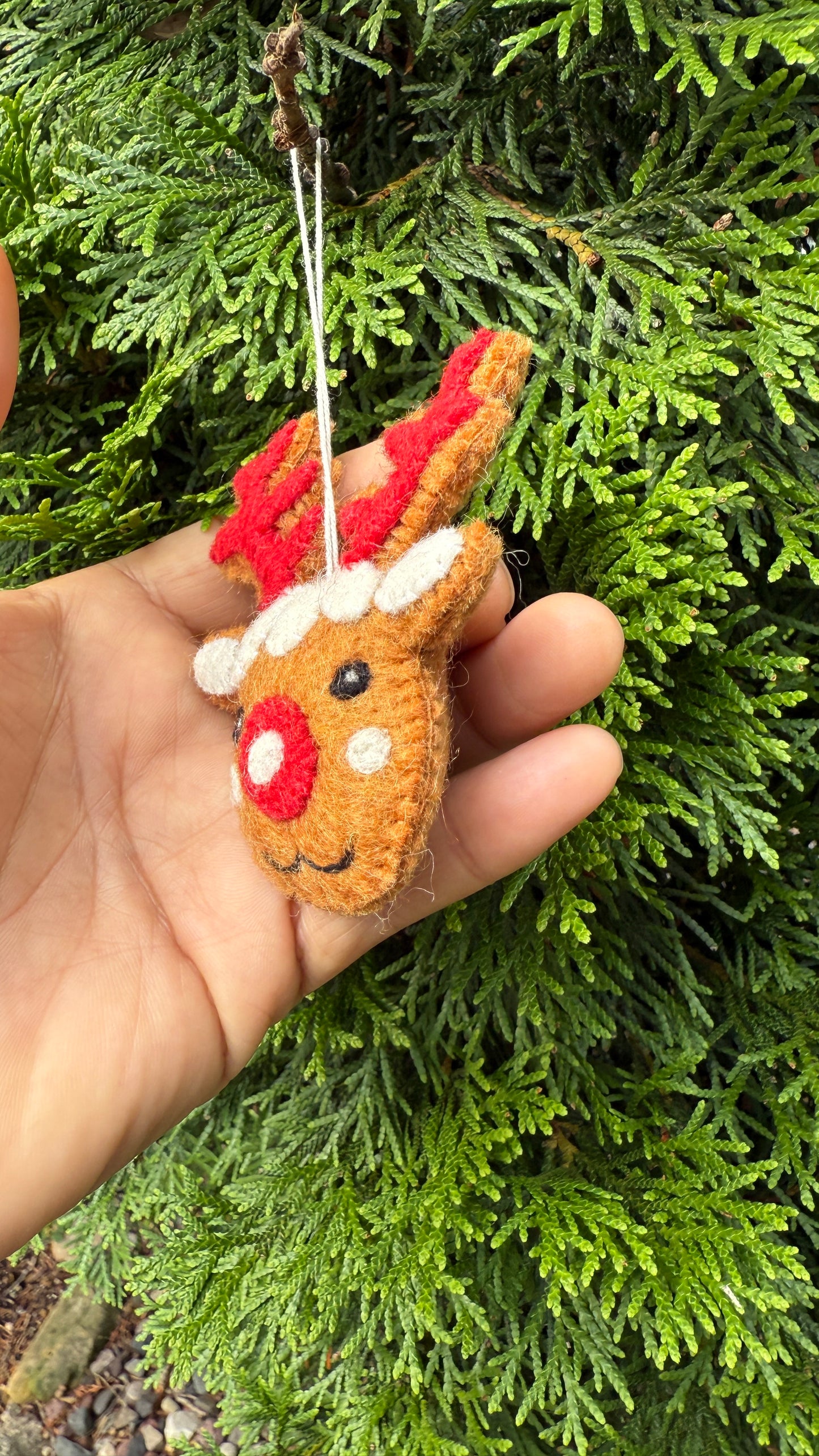 Needle Felted Star Christmas Tree/Bell/Reindeer Ornament - Felt Christmas Decor – Biodegradable Hanging Decoration