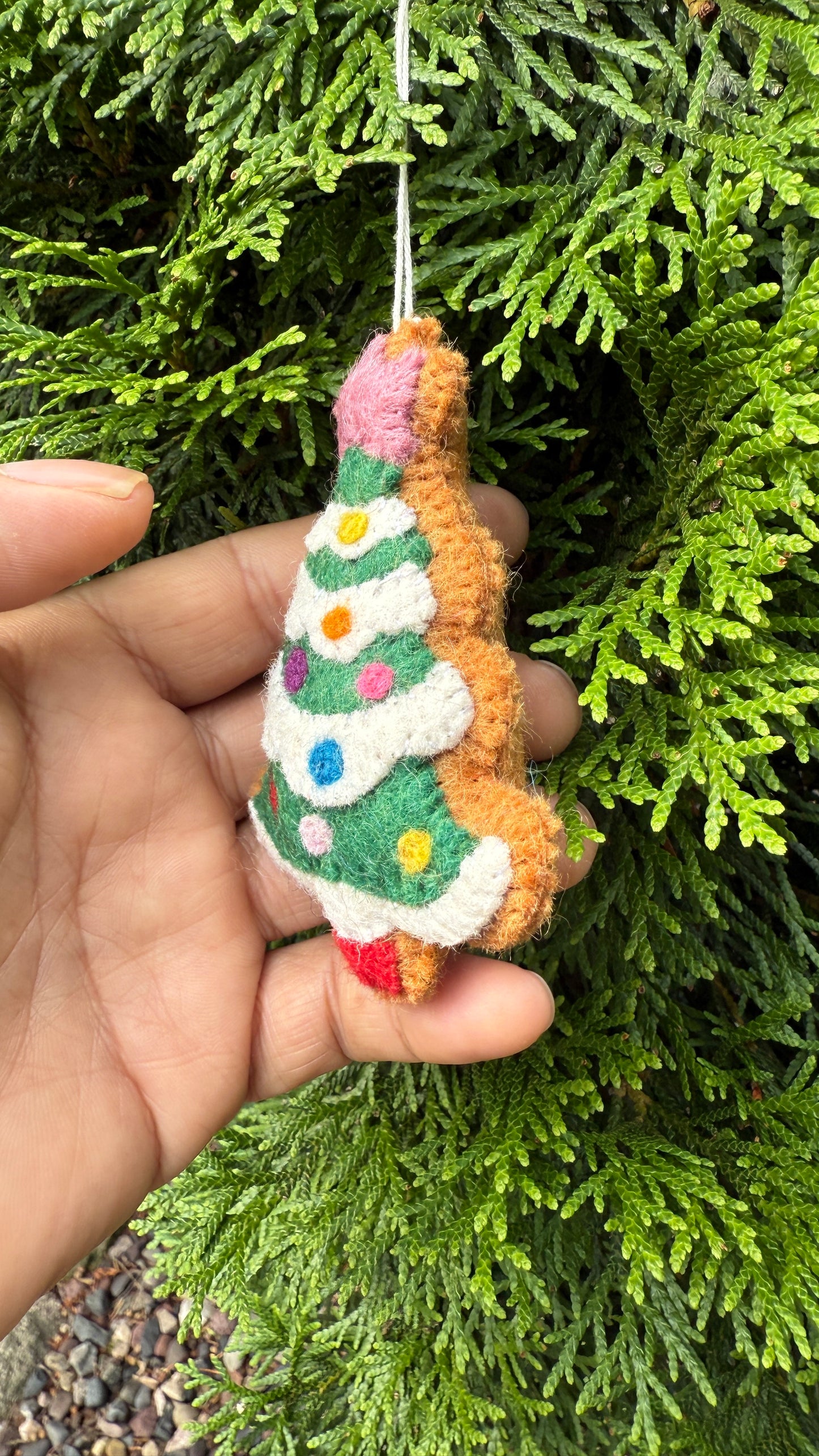 Needle Felted Star Christmas Tree/Bell/Reindeer Ornament - Felt Christmas Decor – Biodegradable Hanging Decoration
