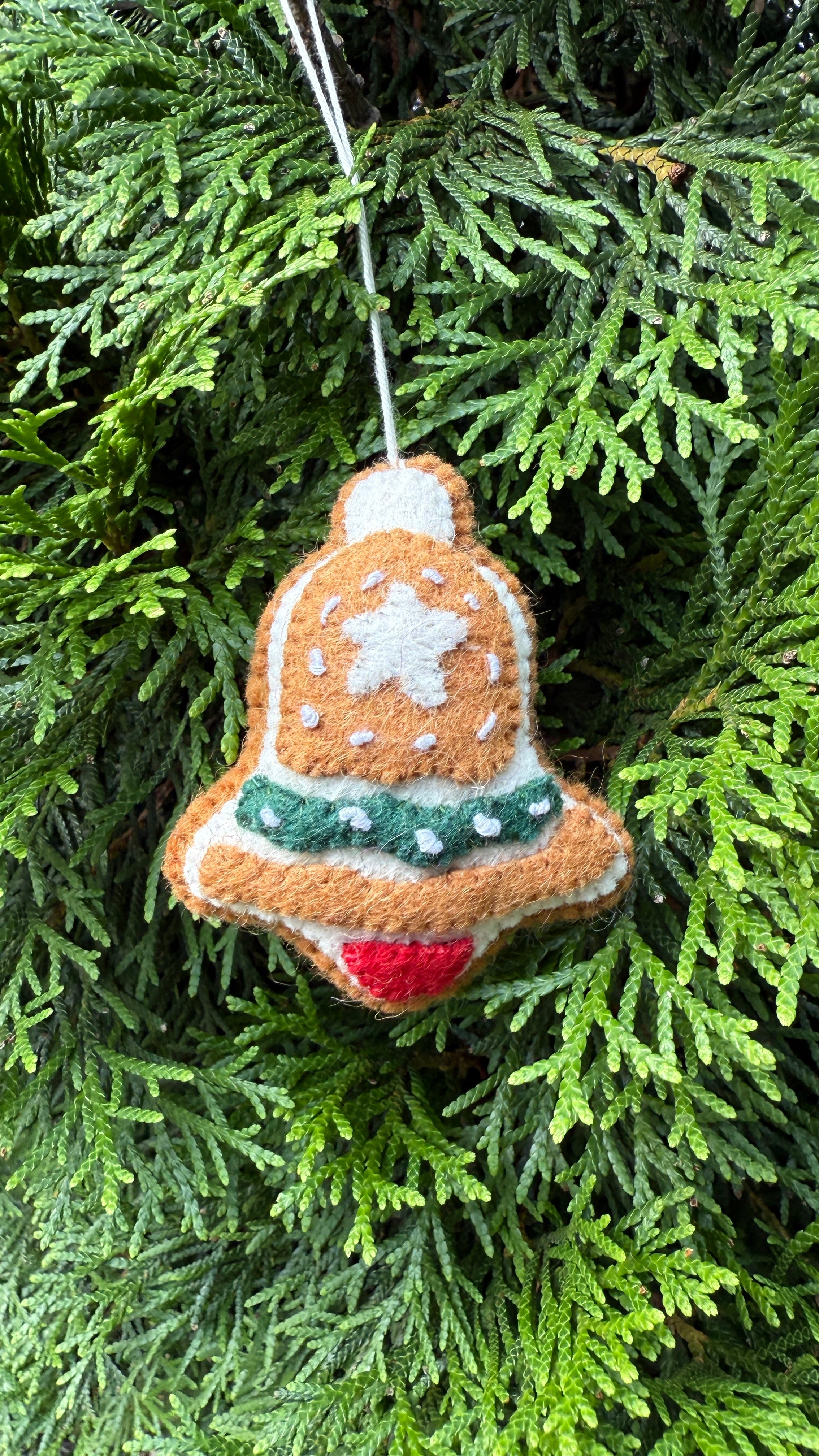 Needle Felted Star Christmas Tree/Bell/Reindeer Ornament - Felt Christmas Decor – Biodegradable Hanging Decoration