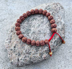 Rudraksha 5 Faces Beads Wrist Mala Yoga Meditation Bracelets Multi Color Tassel Free Silk Pouch