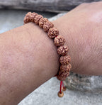 Rudraksha 5 Faces Beads Wrist Mala Yoga Meditation Bracelets Multi Color Tassel Free Silk Pouch