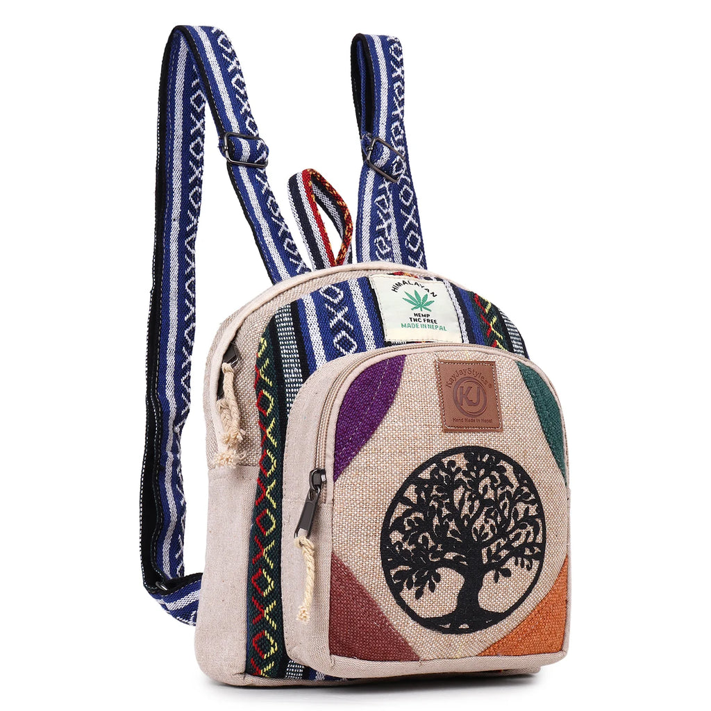 KayJayStyles Tree of Life Handmade Hemp Backpack from Nepal – Mini, Daypack & Large Sizes - DharmaObjects