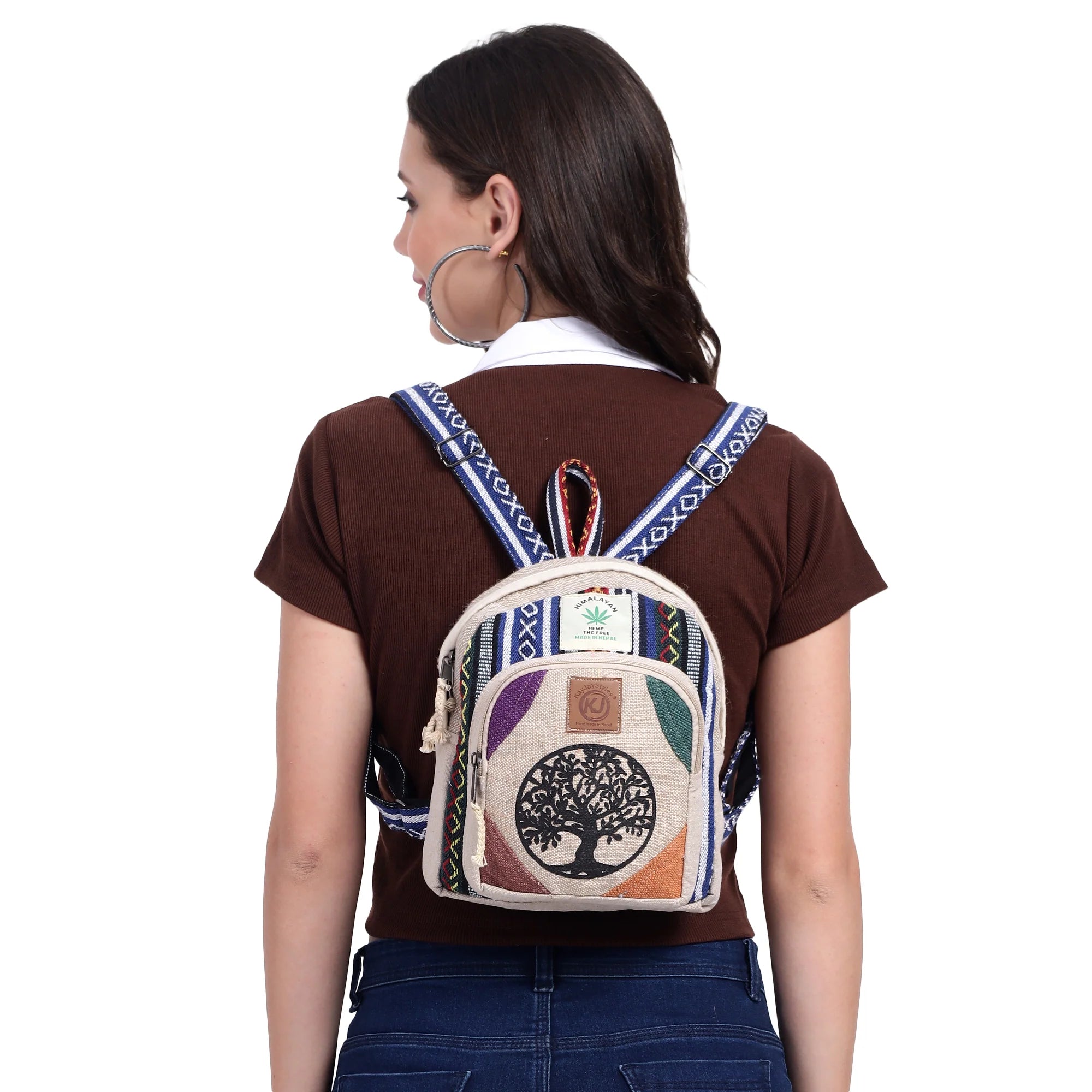 KayJayStyles Tree of Life Handmade Hemp Backpack from Nepal – Mini, Daypack & Large Sizes - DharmaObjects