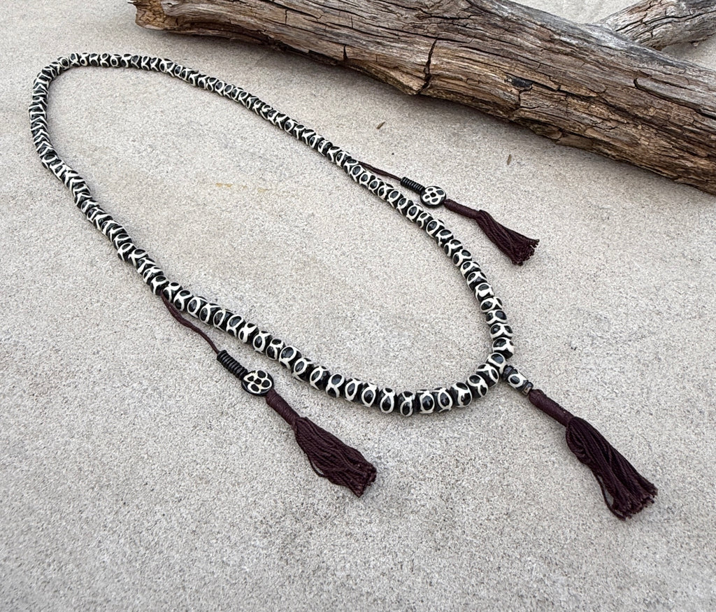 Natural Buffalo Bone 108 Bead Meditation Mala | Tibetan Prayer Beads with Mala Counter | Buddhist Japa Mala | Yoga Meditation Necklace Gift - DharmaObjects