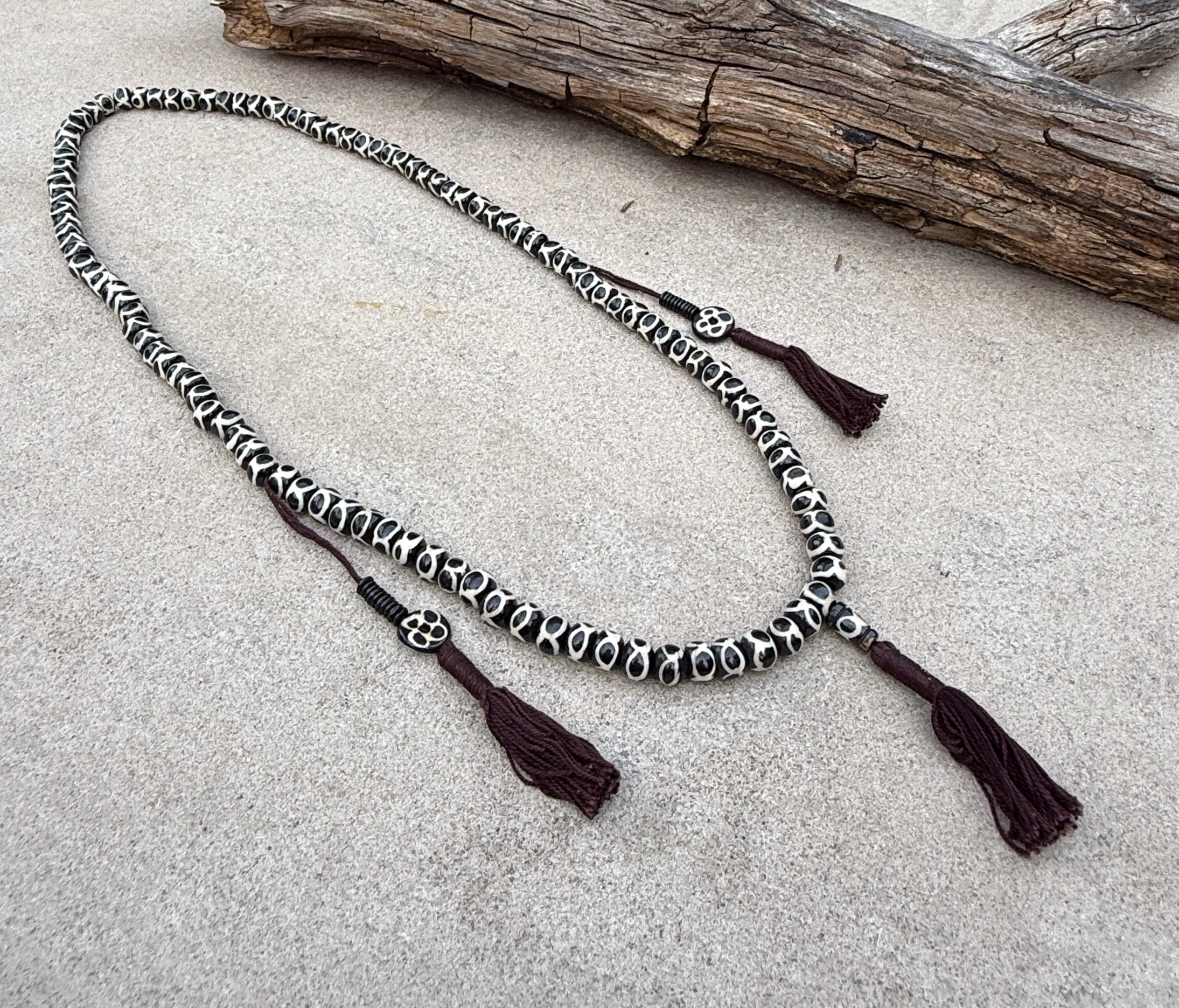 Natural Buffalo Bone 108 Bead Meditation Mala | Tibetan Prayer Beads with Mala Counter | Buddhist Japa Mala | Yoga Meditation Necklace Gift - DharmaObjects