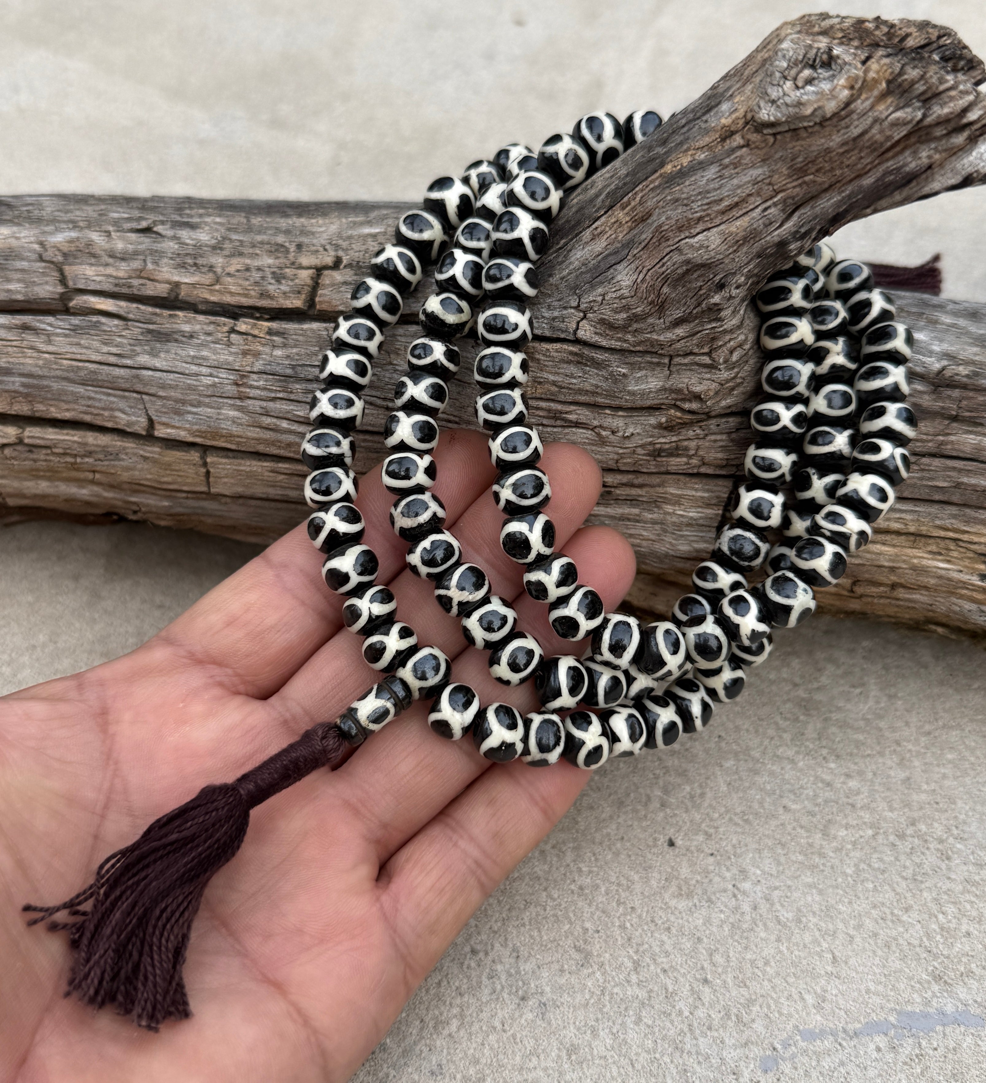 Natural Buffalo Bone 108 Bead Meditation Mala | Tibetan Prayer Beads with Mala Counter | Buddhist Japa Mala | Yoga Meditation Necklace Gift - DharmaObjects