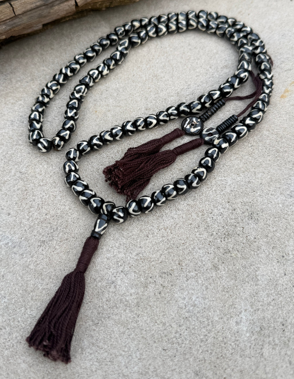 Natural Buffalo Bone 108 Bead Meditation Mala | Tibetan Prayer Beads with Mala Counter | Buddhist Japa Mala | Yoga Meditation Necklace Gift - DharmaObjects