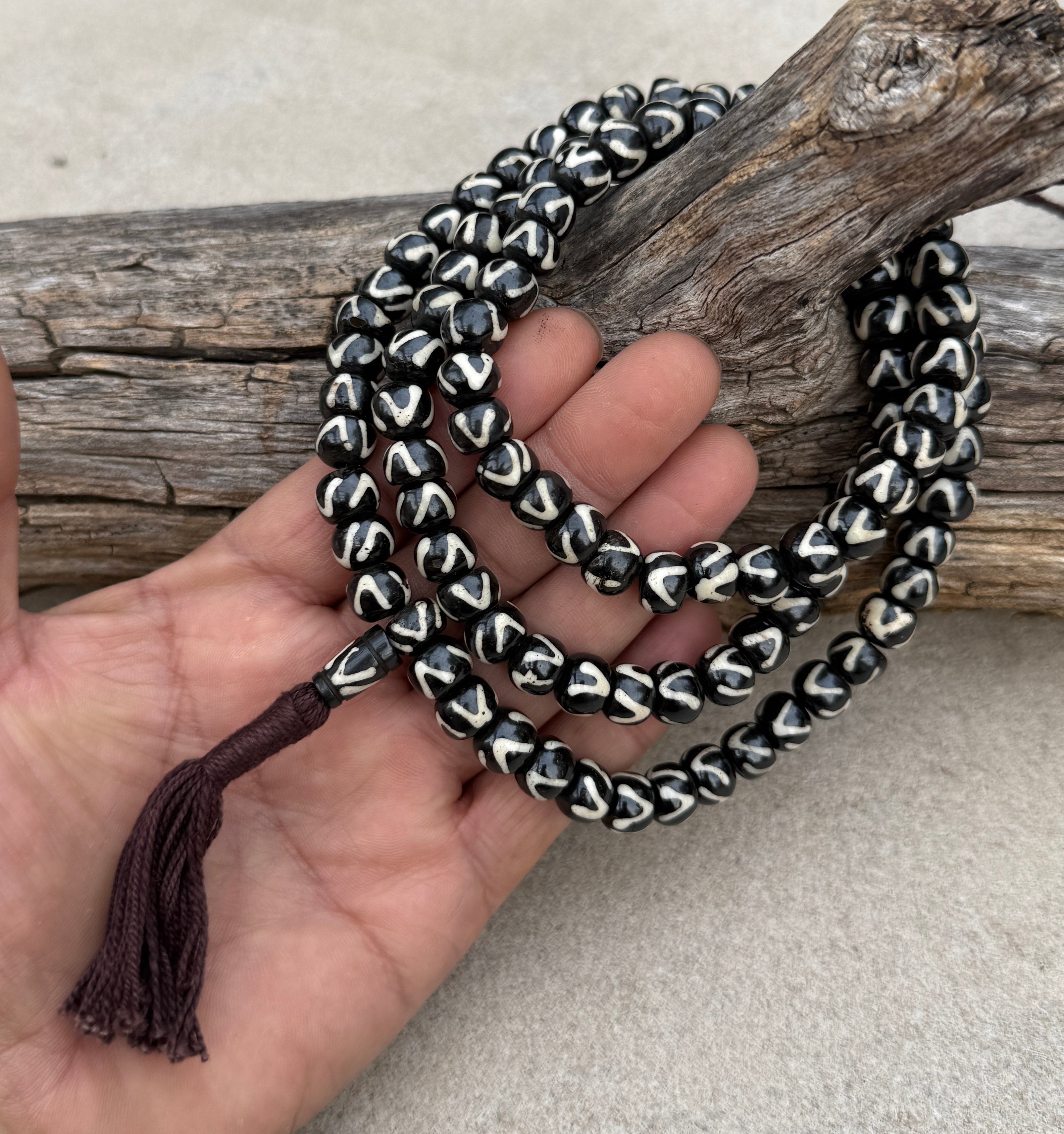 Natural Buffalo Bone 108 Bead Meditation Mala | Tibetan Prayer Beads with Mala Counter | Buddhist Japa Mala | Yoga Meditation Necklace Gift - DharmaObjects