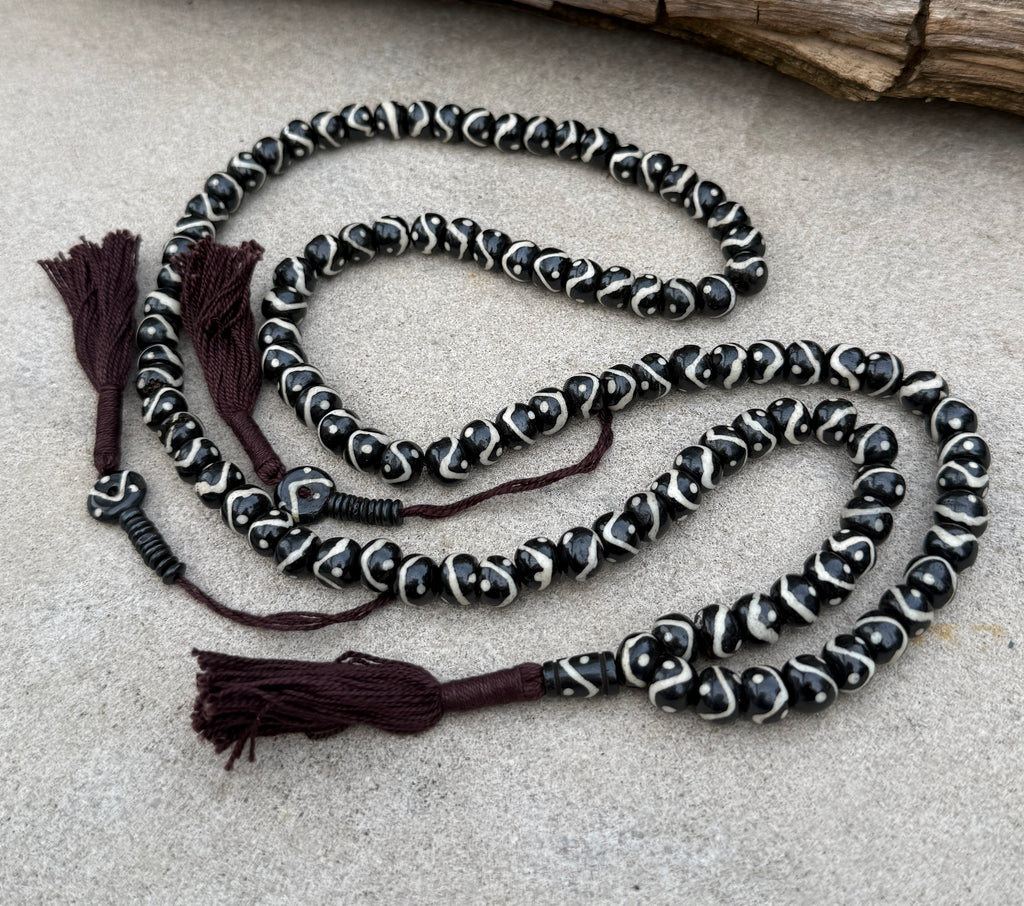 Natural Buffalo Bone 108 Bead Meditation Mala | Tibetan Prayer Beads with Mala Counter | Buddhist Japa Mala | Yoga Meditation Necklace Gift - DharmaObjects