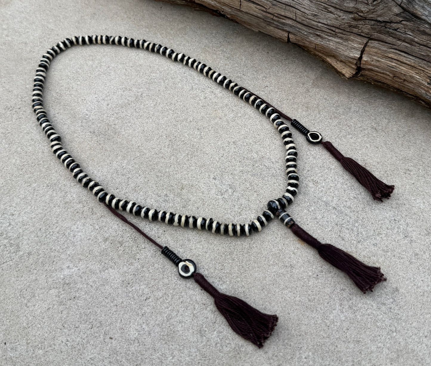 Natural Buffalo Bone 108 Bead Meditation Mala | Tibetan Prayer Beads with Mala Counter | Buddhist Japa Mala | Yoga Meditation Necklace Gift