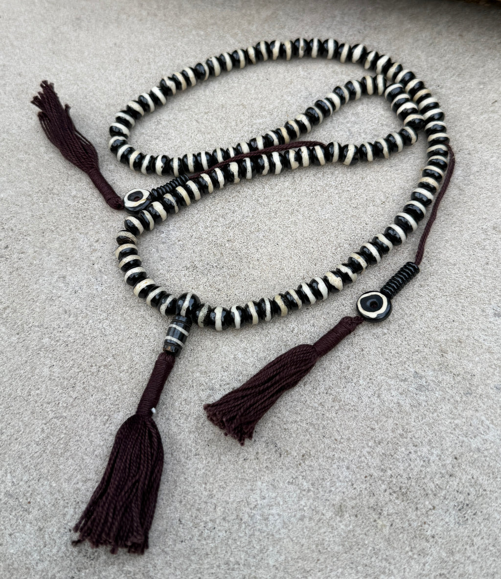 Natural Buffalo Bone 108 Bead Meditation Mala | Tibetan Prayer Beads with Mala Counter | Buddhist Japa Mala | Yoga Meditation Necklace Gift - DharmaObjects