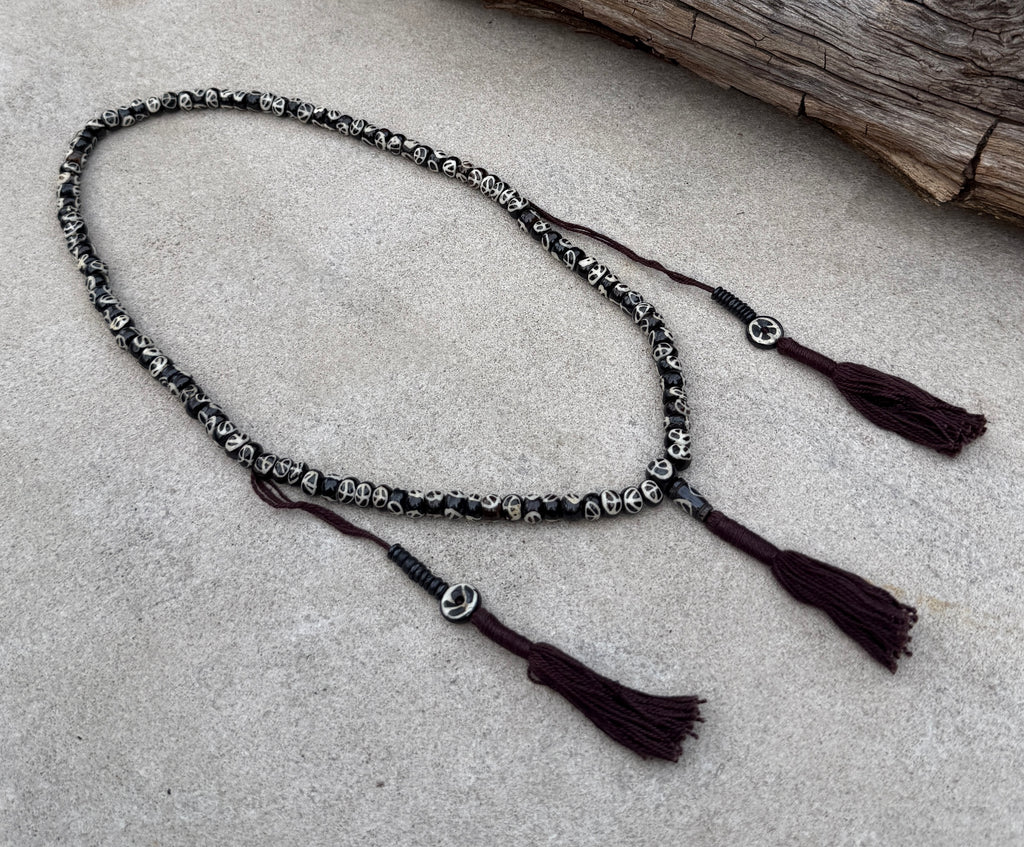 Natural Buffalo Bone 108 Bead Meditation Mala | Tibetan Prayer Beads with Mala Counter | Buddhist Japa Mala | Yoga Meditation Necklace Gift - DharmaObjects