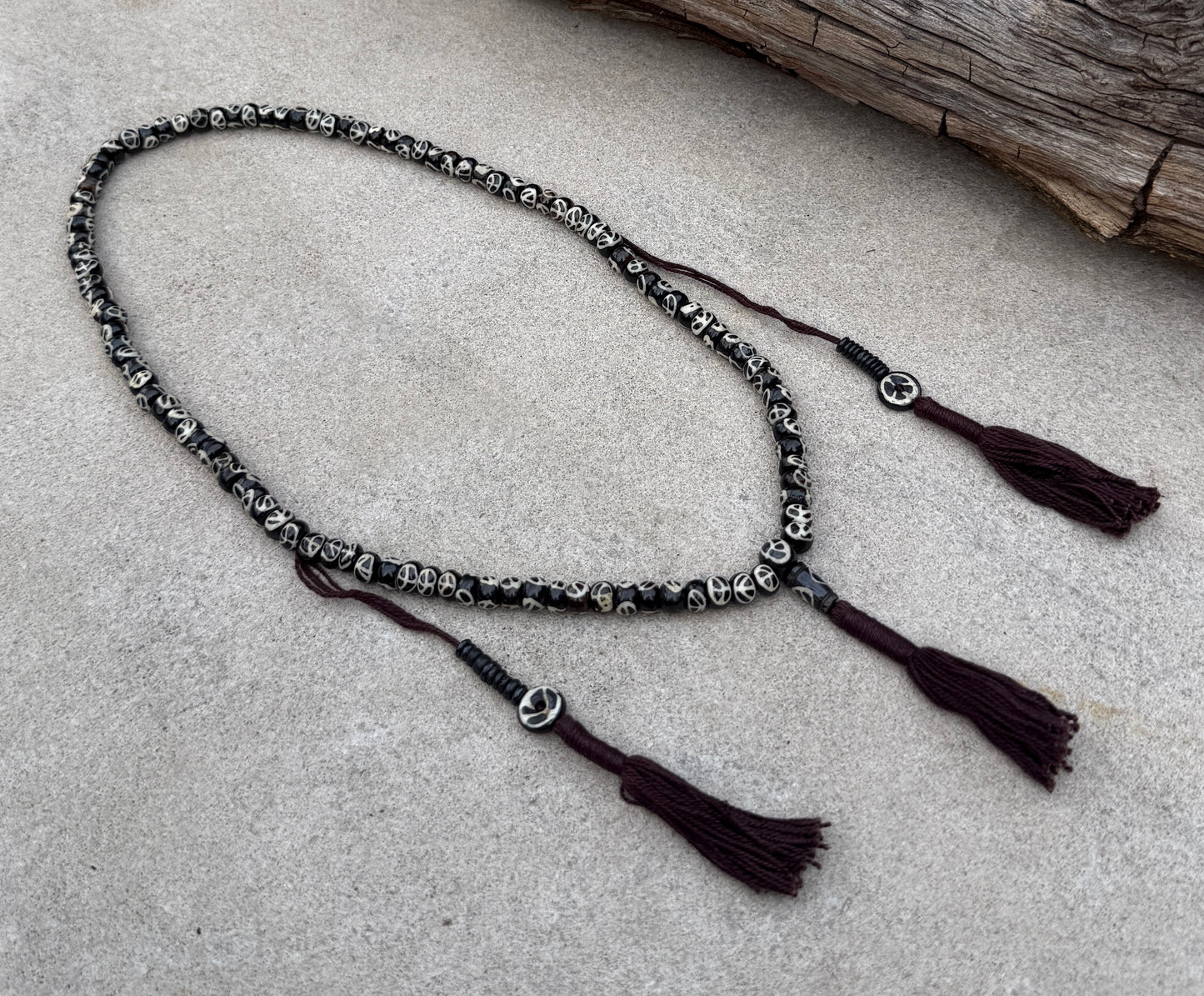 Natural Buffalo Bone 108 Bead Meditation Mala | Tibetan Prayer Beads with Mala Counter | Buddhist Japa Mala | Yoga Meditation Necklace Gift