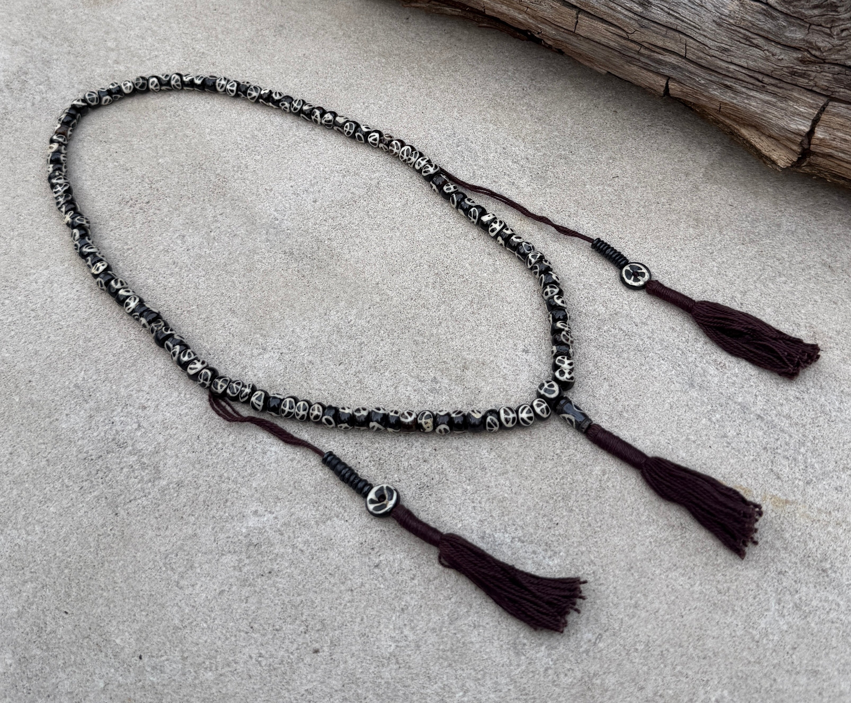 Natural Buffalo Bone 108 Bead Meditation Mala | Tibetan Prayer Beads with Mala Counter | Buddhist Japa Mala | Yoga Meditation Necklace Gift - DharmaObjects
