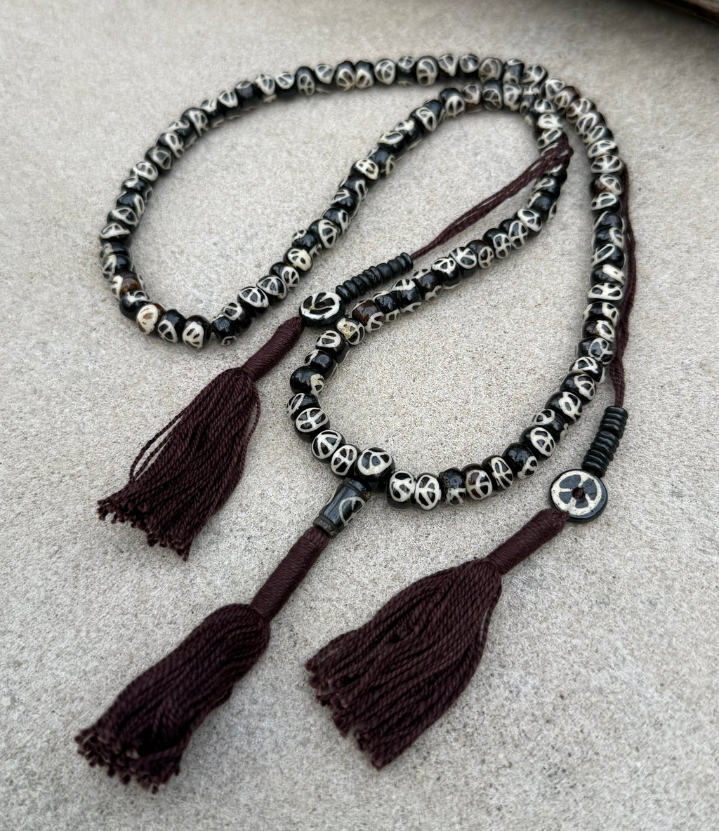 Natural Buffalo Bone 108 Bead Meditation Mala | Tibetan Prayer Beads with Mala Counter | Buddhist Japa Mala | Yoga Meditation Necklace Gift - DharmaObjects