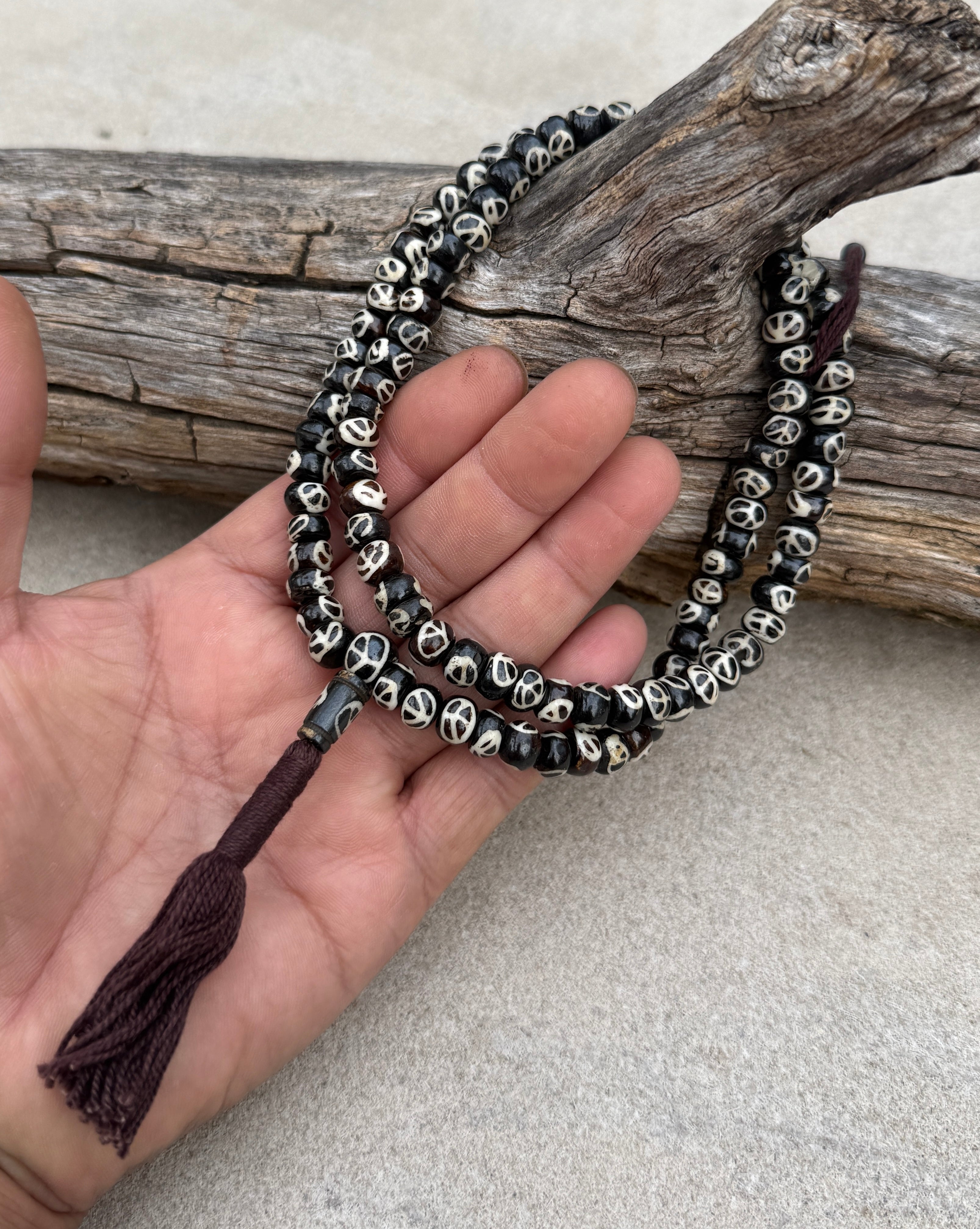 Natural Buffalo Bone 108 Bead Meditation Mala | Tibetan Prayer Beads with Mala Counter | Buddhist Japa Mala | Yoga Meditation Necklace Gift - DharmaObjects