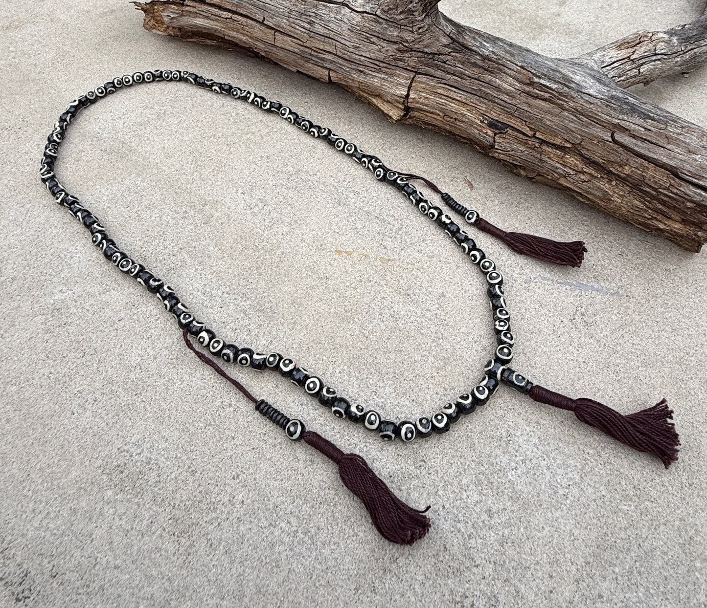 Natural Buffalo Bone 108 Bead Meditation Mala | Tibetan Prayer Beads with Mala Counter | Buddhist Japa Mala | Yoga Meditation Necklace Gift