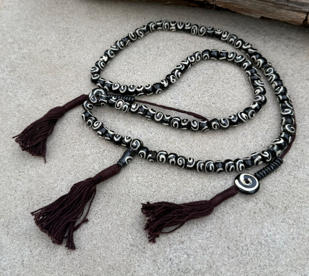 Natural Buffalo Bone 108 Bead Meditation Mala | Tibetan Prayer Beads with Mala Counter | Buddhist Japa Mala | Yoga Meditation Necklace Gift - DharmaObjects