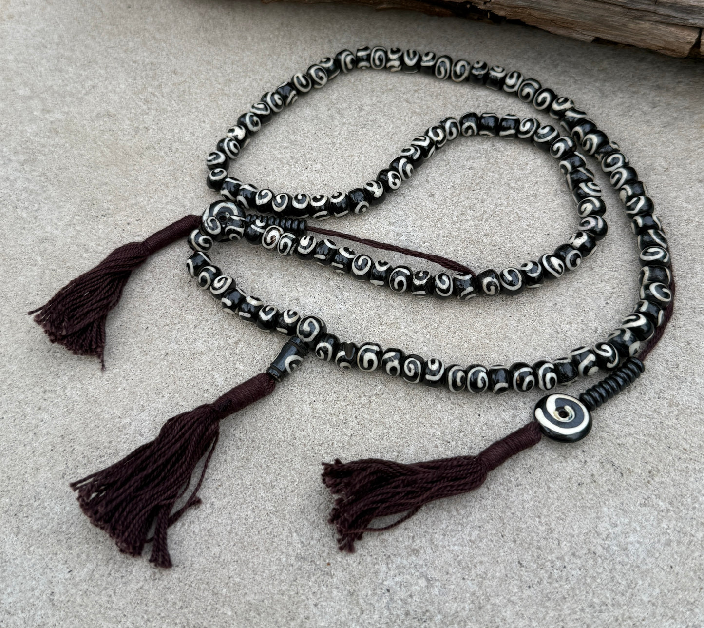 Natural Buffalo Bone 108 Bead Meditation Mala | Tibetan Prayer Beads with Mala Counter | Buddhist Japa Mala | Yoga Meditation Necklace Gift