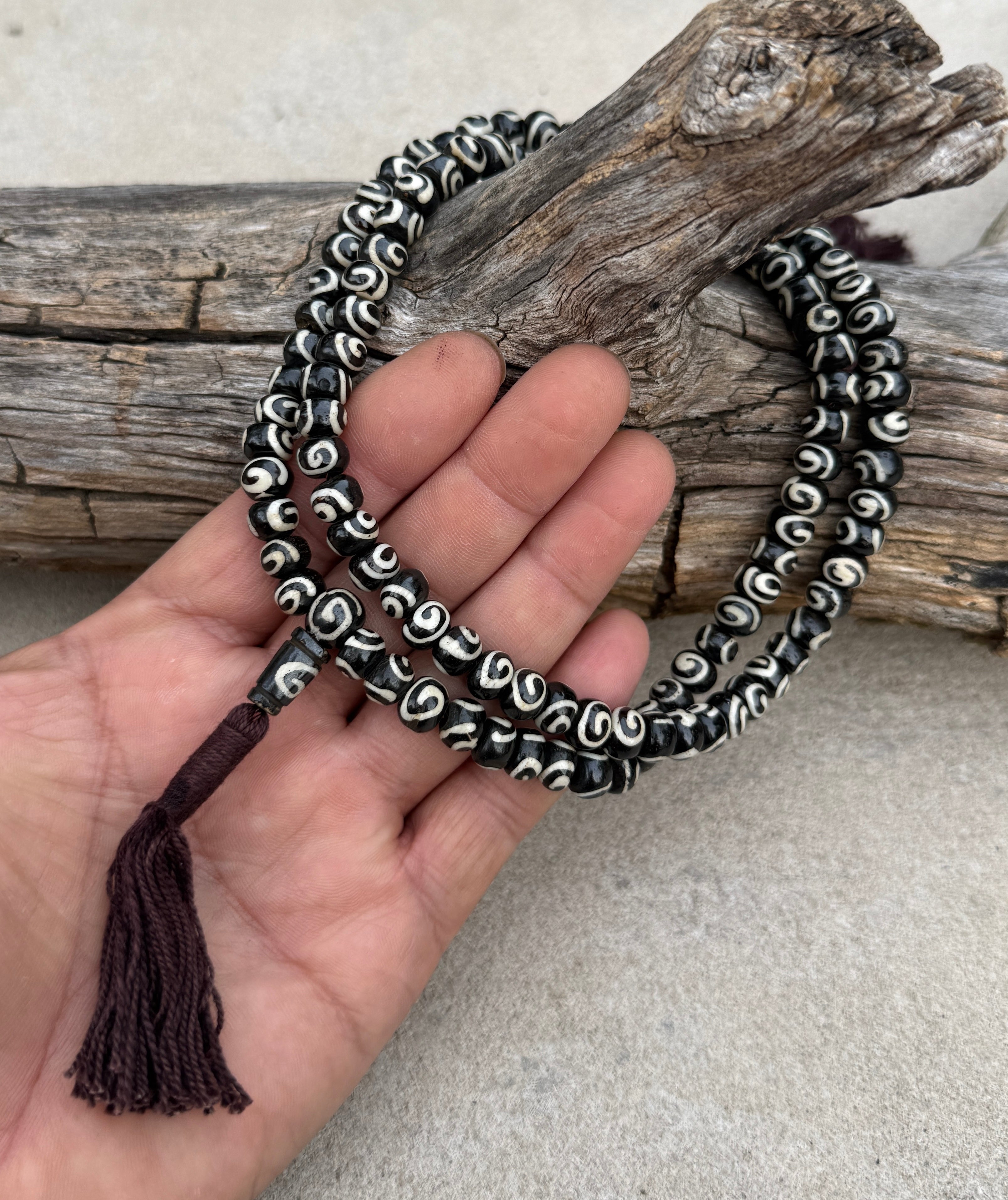 Natural Buffalo Bone 108 Bead Meditation Mala | Tibetan Prayer Beads with Mala Counter | Buddhist Japa Mala | Yoga Meditation Necklace Gift - DharmaObjects