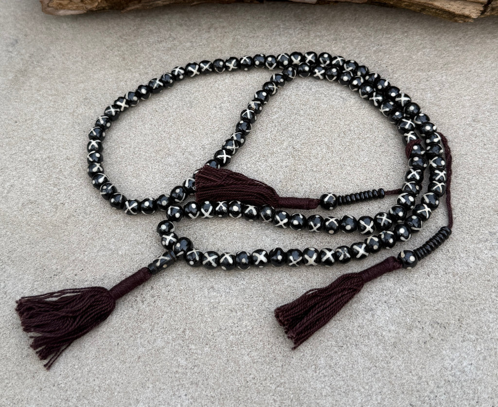 Natural Buffalo Bone 108 Bead Meditation Mala | Tibetan Prayer Beads with Mala Counter | Buddhist Japa Mala | Yoga Meditation Necklace Gift - DharmaObjects
