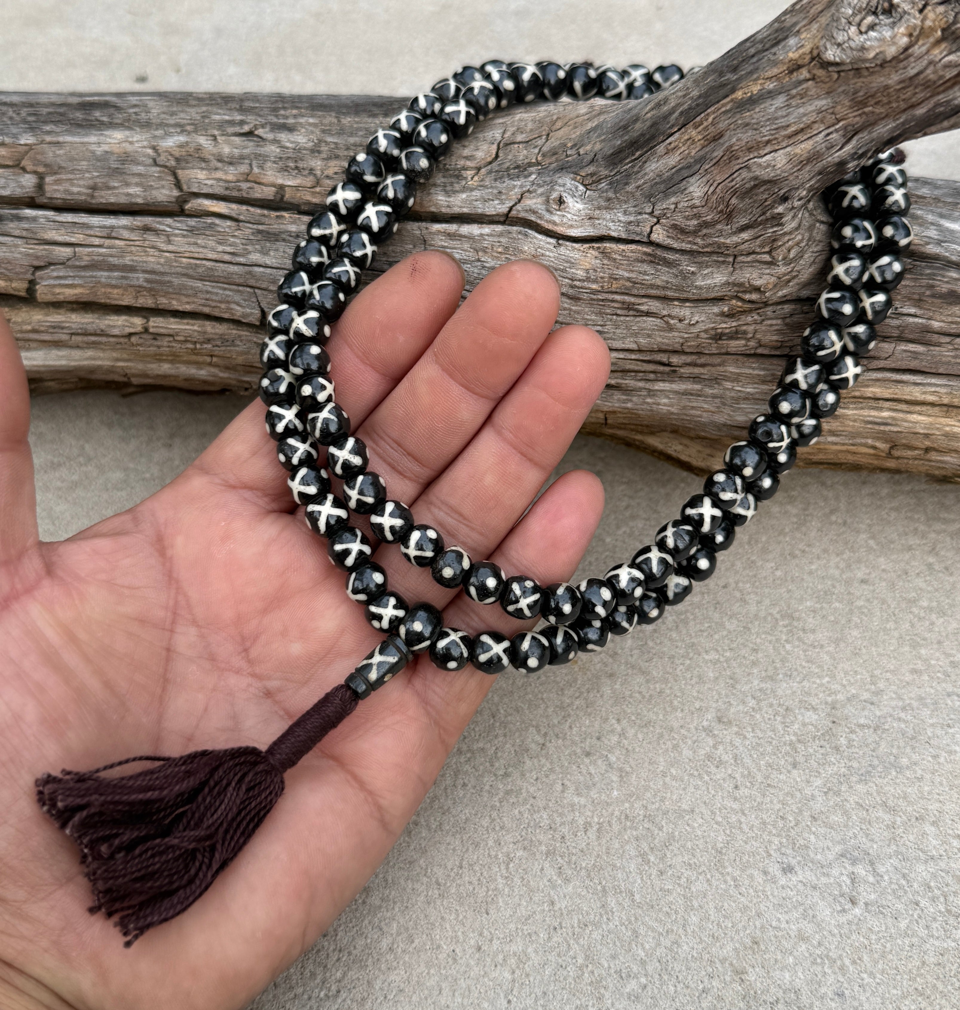 Natural Buffalo Bone 108 Bead Meditation Mala | Tibetan Prayer Beads with Mala Counter | Buddhist Japa Mala | Yoga Meditation Necklace Gift - DharmaObjects