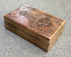 Hand Carved Celtic Cross Wooden Box Keepsake Jewelry Storage - DharmaObjects