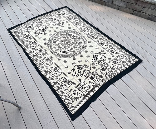 Elephant Mandala Tapestry 80”X50” White - DharmaObjects