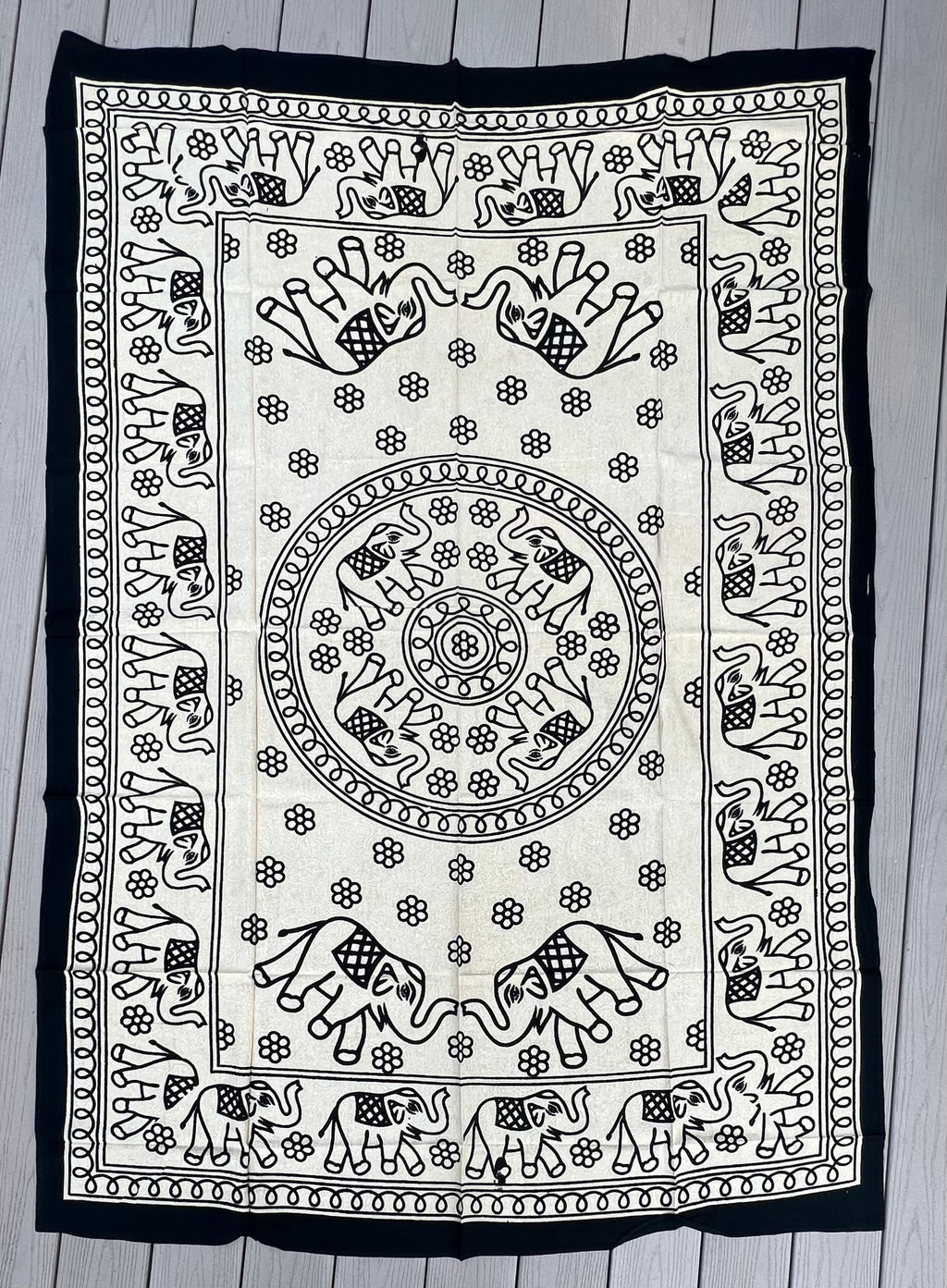 Elephant Mandala Tapestry 80”X50” White - DharmaObjects