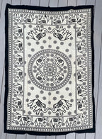 Elephant Mandala Tapestry 80”X50” White - DharmaObjects