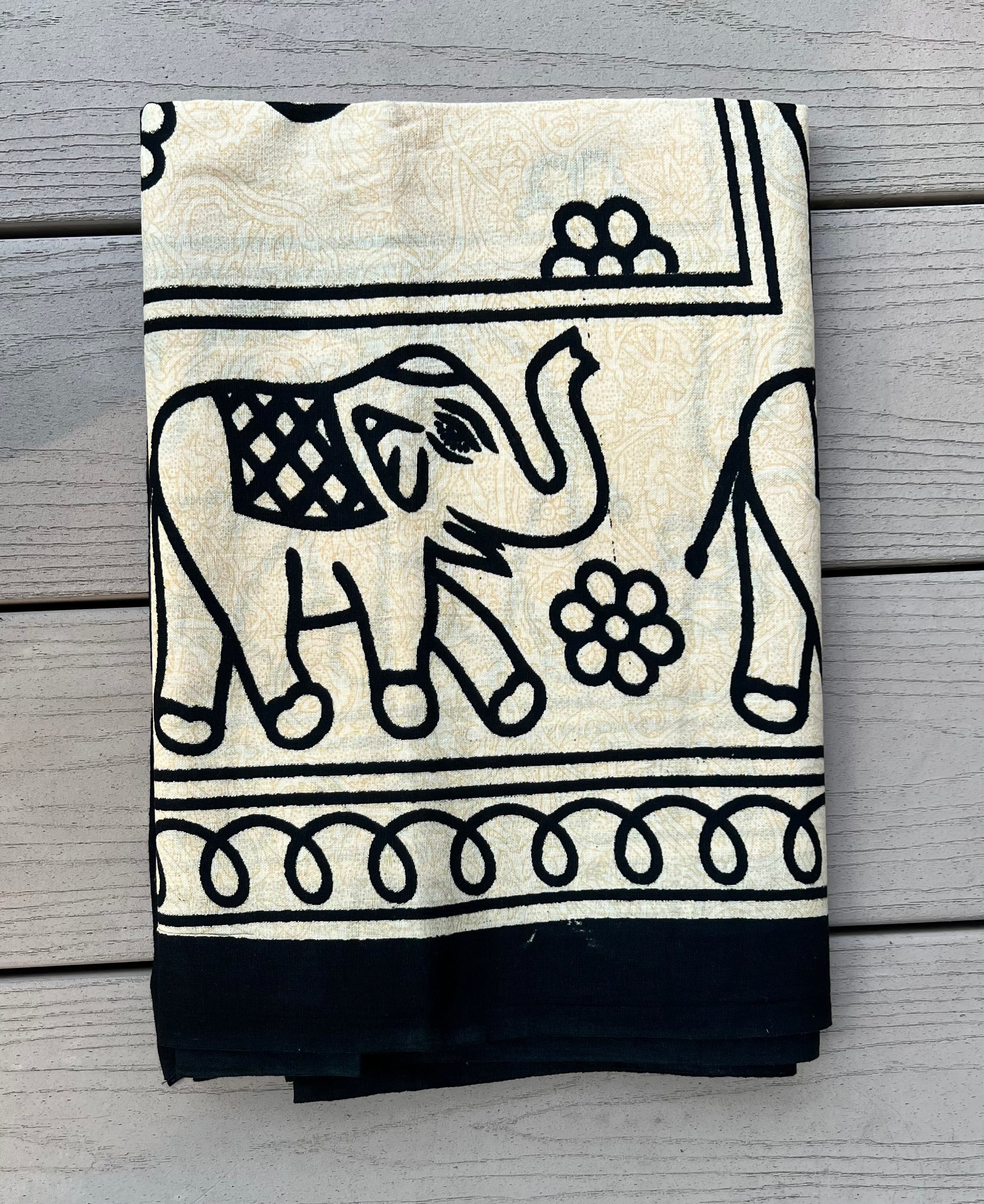 Elephant Mandala Tapestry 80”X50” White - DharmaObjects