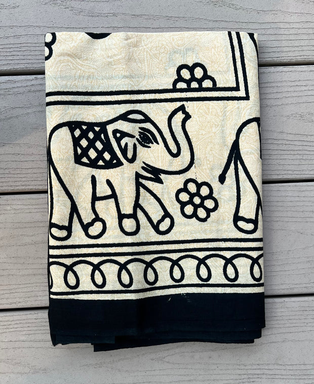 Elephant Mandala Tapestry 80”X50” White