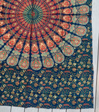 Lotus Mandala Tapestry Wall Hanging Decor 80”X50” Green - DharmaObjects