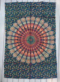 Lotus Mandala Tapestry Wall Hanging Decor 80”X50” Green - DharmaObjects