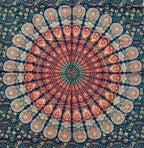 Lotus Mandala Tapestry Wall Hanging Decor 80”X50” Green - DharmaObjects