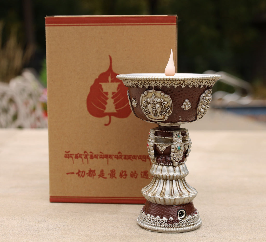DharmaObjects Tibetan LED Electronic Butter Lamp Temple Shrine Lights Rechargeable Burning Lamps