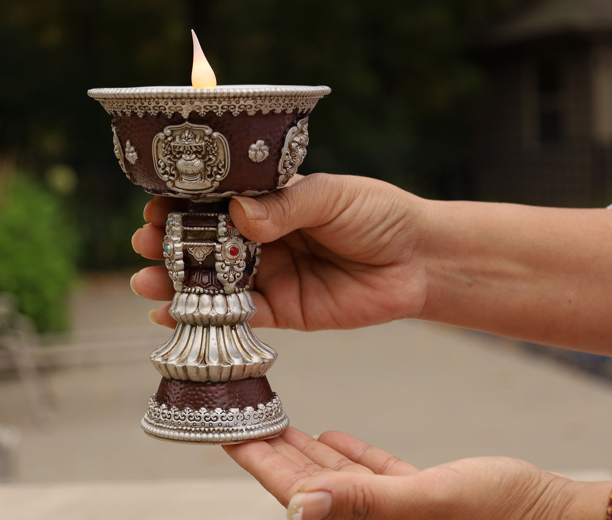 DharmaObjects Tibetan LED Electronic Butter Lamp Temple Shrine Lights Rechargeable Burning Lamps